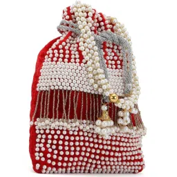 Gaurapakhi Red Embellished Potli image 4