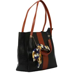 Gaurapakhi Black Textured Medium Tote Handbag image 4