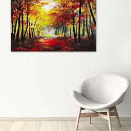 999store Yellow & Black Landscape Autumn Forest Canvas Painting image 1