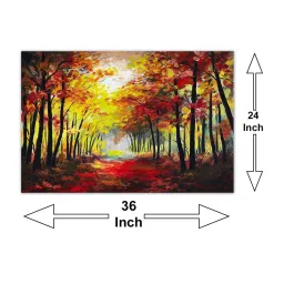 999store Yellow & Black Landscape Autumn Forest Canvas Painting image 5