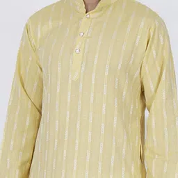 JASHNA Geometric Woven Design Thread Work Mandarin Collar Straight Kurta with Pyjamas image 2
