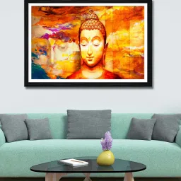 999store Yellow & Orange Buddha Canvas Painting image 1