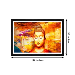 999store Yellow & Orange Buddha Canvas Painting image 5