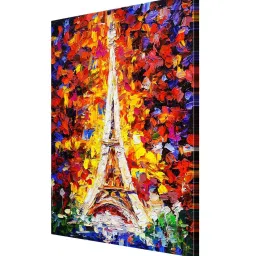 999store Orange & Yellow Eiffel Tower Paris Canvas Painting image 3