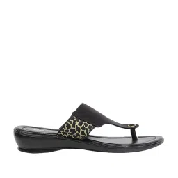 Bata Women's Black Thong Wedges image 2