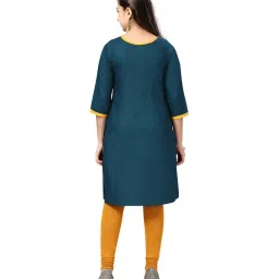 Aarika Kids Dark Green Cotton Embroidered Kurti image 2