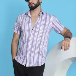 Indian Needle Purple Regular Fit Striped Shirt-image-2