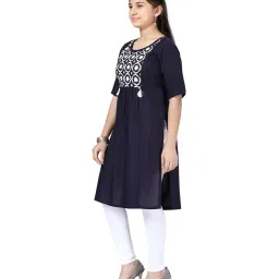 Aarika Kids Navy Cotton Embroidered Kurti image 3