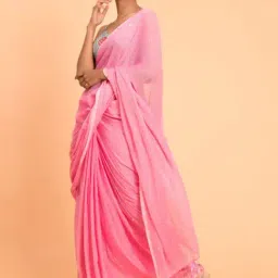 Suta Pink Cotton Embellished Saree Without Blouse image 3