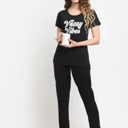 Kanvin Black Graphic Print Pajama Set image 4