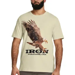 Under Armour Cream Cotton Slim Fit Printed T-Shirt-picture-12