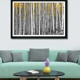 999store Grey & Yellow Trees Forest Canvas Painting image 1