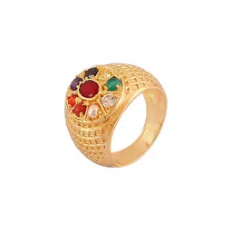 Navkar Crafts Unisex Gold-Plated Navratna Ring image 4