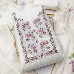 Peachmode Floral Embroidered Sequinned Unstitched Dress Material-image-81