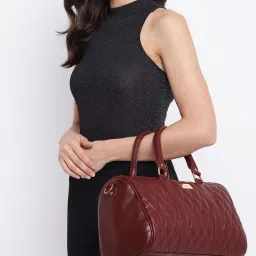 KLEIO Maroon Textured Medium Bowler Handbag image 2