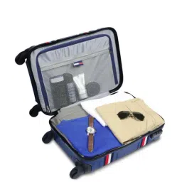 Tommy Hilfiger Thames Plus Navy Textured Hard Medium Trolley Bag image 4