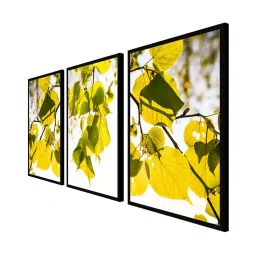 999store Green & White Printed Leaves Paintings - Set of 3 image 3