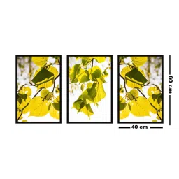 999store Green & White Printed Leaves Paintings - Set of 3 image 4
