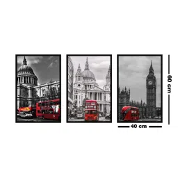 999store Grey & Red Printed Tower Paintings - Set of 3 image 4