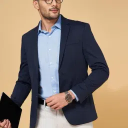 Byford by Pantaloons Navy Cotton Slim Fit Blazer-picture-30