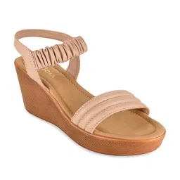 Rocia by Regal Women's Beige Ankle Strap Wedges image 2