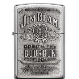 Zippo Silver Jim Beam Bourbon Label Emblem Brass Pocket Lighter image 1