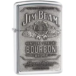 Zippo Silver Jim Beam Bourbon Label Emblem Brass Pocket Lighter image 3