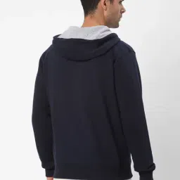 R&B Navy Cotton Regular Fit Graphic Hooded Jacket image 2