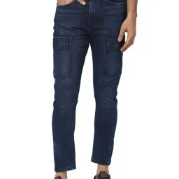 Mufti Dark Blue Carrot Fit Lightly Washed Jeans-image-17