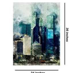 999store Grey & Green Canvas Skyscrapers Of Hong Kong Painting image 5