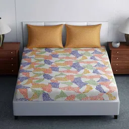 Spaces Atrium Yellow Cotton 144 TC Bed Sheet Set image 3