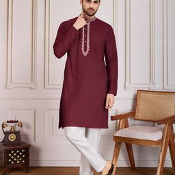 House of Pataudi Mandarin Collar Straight Kurta & Trouser Set-picture-27