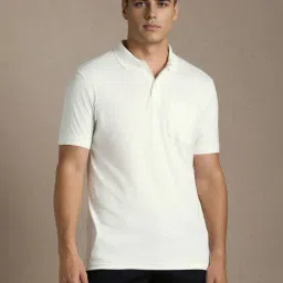 Louis Philippe White Cotton Regular Fit Solid Polo T-Shirt-picture-18