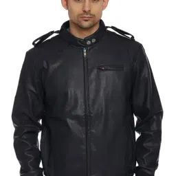 Duke Black Band Collar Slim Fit Jacket-image-59
