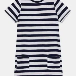 Jockey Kids Imperial Blue & White Cotton Striped Sleep Dress-image-55