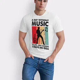 Seekbuylove Men Graphic Printed Round Neck Short Sleeve Bio Finish Pure Cotton T-shirt image 3
