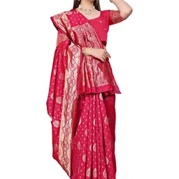 VASTRAAVEDAA Woven Design Zari Art Silk Handloom Banarasi Saree-picture-29