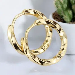 SHREE KRISHNA SHOPPING Unisex Gold-Plated Circular Shaped Hoop Earrings-picture-19