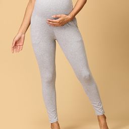 The Mom Store Comfy Belly Over Solid Maternity Leggings - Grey-picture-24