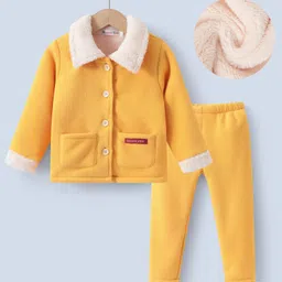 Kookie Kids Full Sleeves Collared Winter Wear Suit - Yellow-picture-12