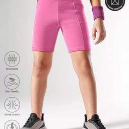 Pine Active Premium Knit Ultra Comfort Super Stretch Aero Soft Solid Cycling Shorts - Pink-picture-38