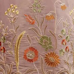 HERE&NOW Women Floral Embroidered Regular Thread Work Kurta with Trousers & With Dupatta image 5