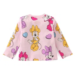 Babyhug Disney Single Jersey Knit Full Sleeves Night Suit with Minnie Mouse & Text  Graphics - Pink image 3