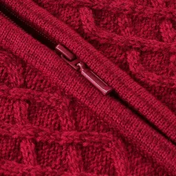 Babyhug Knitted Full Sleeves Front Open Hooded Sweater With Cable Knit Design - Maroon image 3