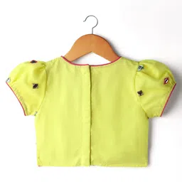 Babyhug Woven Puffed Sleeves Choli Lehenga & Dupatta Set With Mirror Embriodery - Yellow image 3