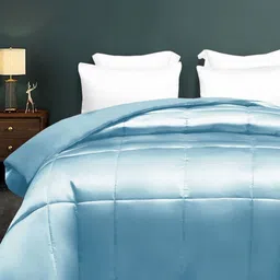 San Marino Turquoise Blue Satin AC Room 300 GSM Single Bed Comforter-image-64