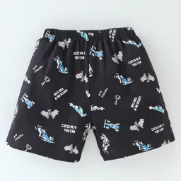 Cucumber Cotton Sinker Knit Half Sleeves Night Suit with F1 Formula Car Print - Grey image 5