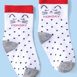 Cute Walk by Babyhug Non Terry Knit Anti-Bacterial Ankle Length Socks With Polka Dots & Strips Pack of 7 - Multicolor image 5