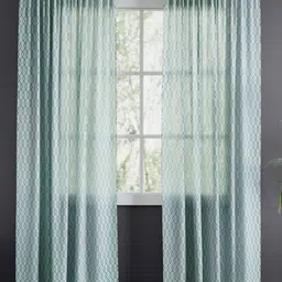 haus & kinder Teal 2 Pieces Printed Jacquard Sheer Door Curtains-picture-24