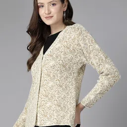 Cayman Women Self Design Woollen Cardigan image 4